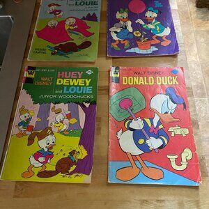 Vintage Disney Comic Lot Mickey Mouse Donald Duck Pluto Huey Dewey Louie Whitman